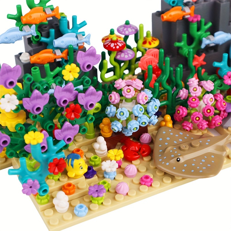 

10pcs Ocean Life Sea Animals Building Blocks Set For Kids, Marine Creatures Octopus Crab Lizard Lobster Animal Models Expansion Pack, Educational Interlocking Toy Bricks, Abs Plastic, Ages 6-8