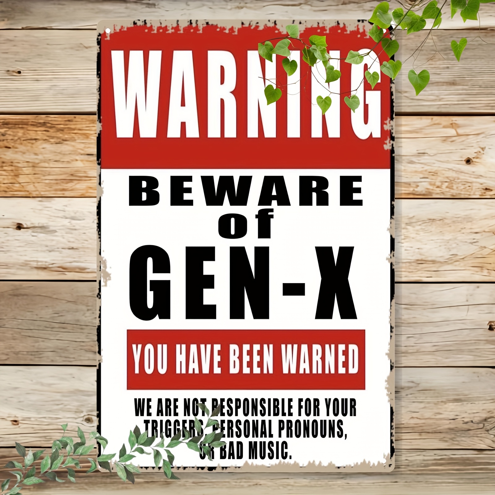 TEMU 2d Flat, "beware Of " Vintage Metal Warning Sign - 8x12 Inch Retro Humor Wall Art, Durable Iron Decor, Easy-to-hang Nostalgia Gift For Man Cave,