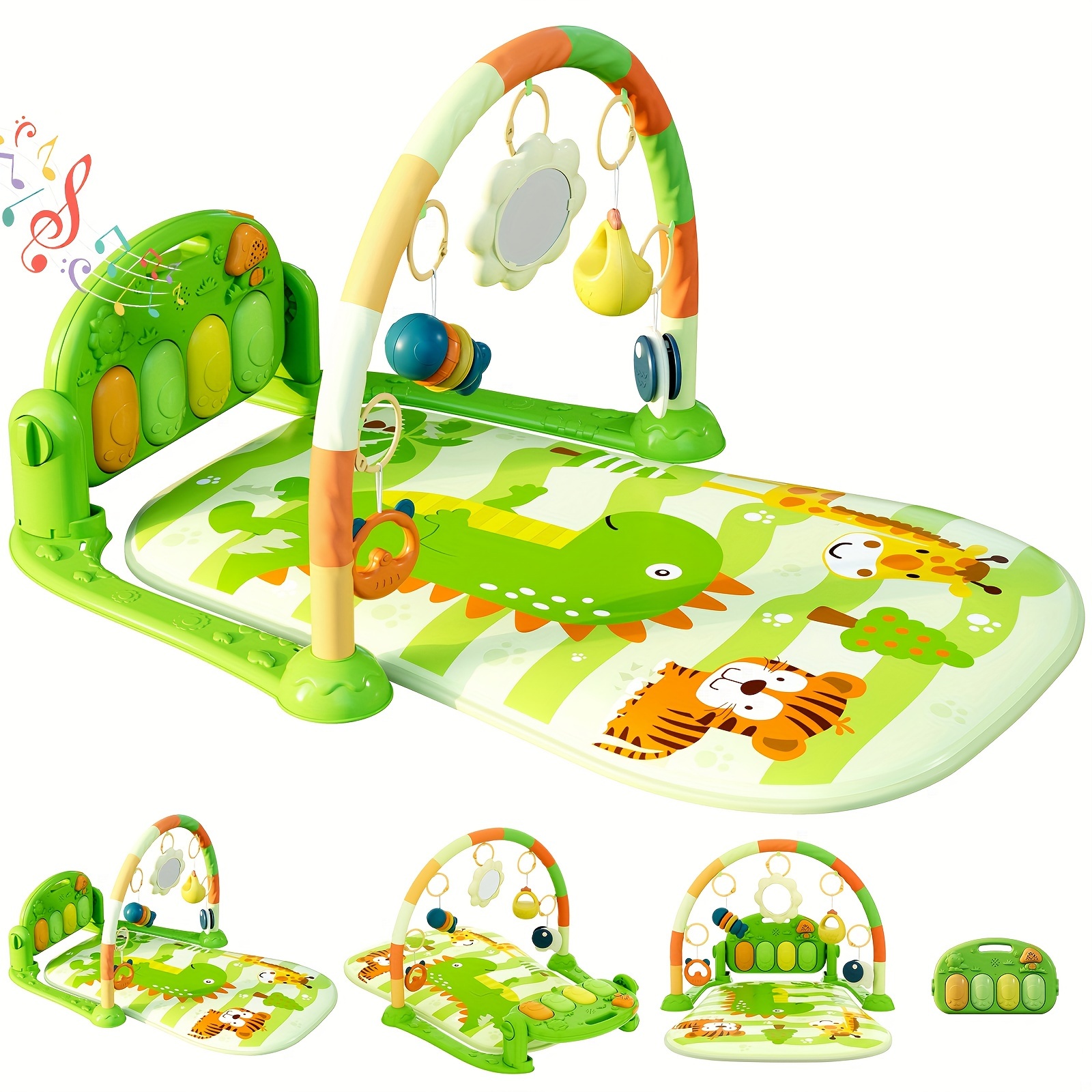 

Dearlomum Play Mat, Fun Piano Tummy Time Activity Mat With 5pcs Sensory Toys, Music And Lights Gift (green)