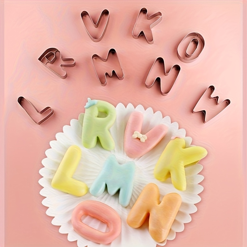 large size 26 sets english letter stainless steel cookie molds   tools pineapple mold vegetable cutting diy handmade baking tools Product details 5