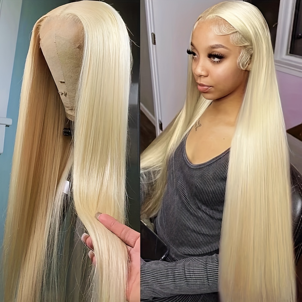 

13x6 613 Blonde Straight Lace Front Wigs Human Hair Pre 150% Density Blonde 613 Straight Lace Frontal Human Hair Wig For Women Baby Hair Around