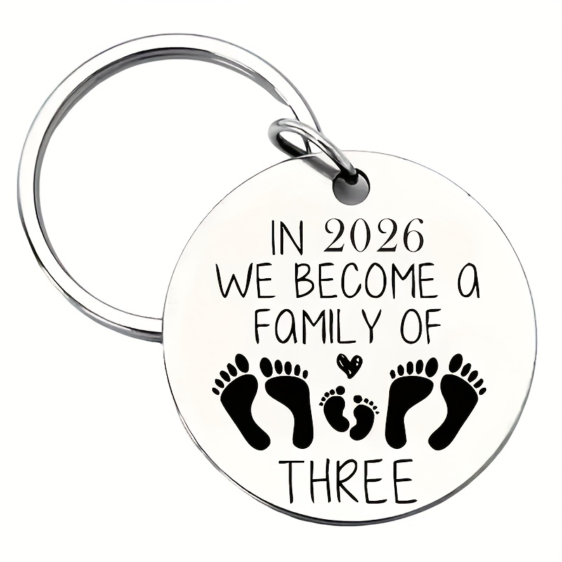 TEMU 1pc Creative 2026 Family Of 3 Stainless Steel Keychain - Perfect Gift For New Parents | Keepsake Gift | Elegant Accessory
