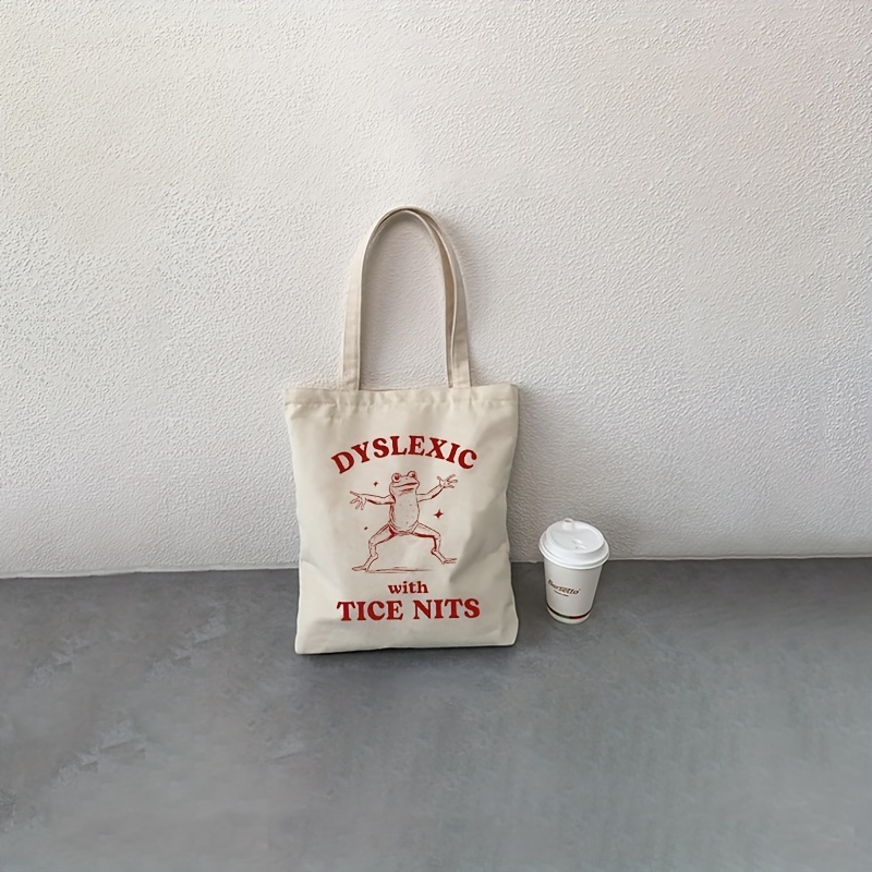 

1pc Tote Bag, Canvas Shoulder Bag For Travel Daily Commuting, Reusable Shopping Bag, Best Gift For Her, Trendy Folding Shoulder Bag