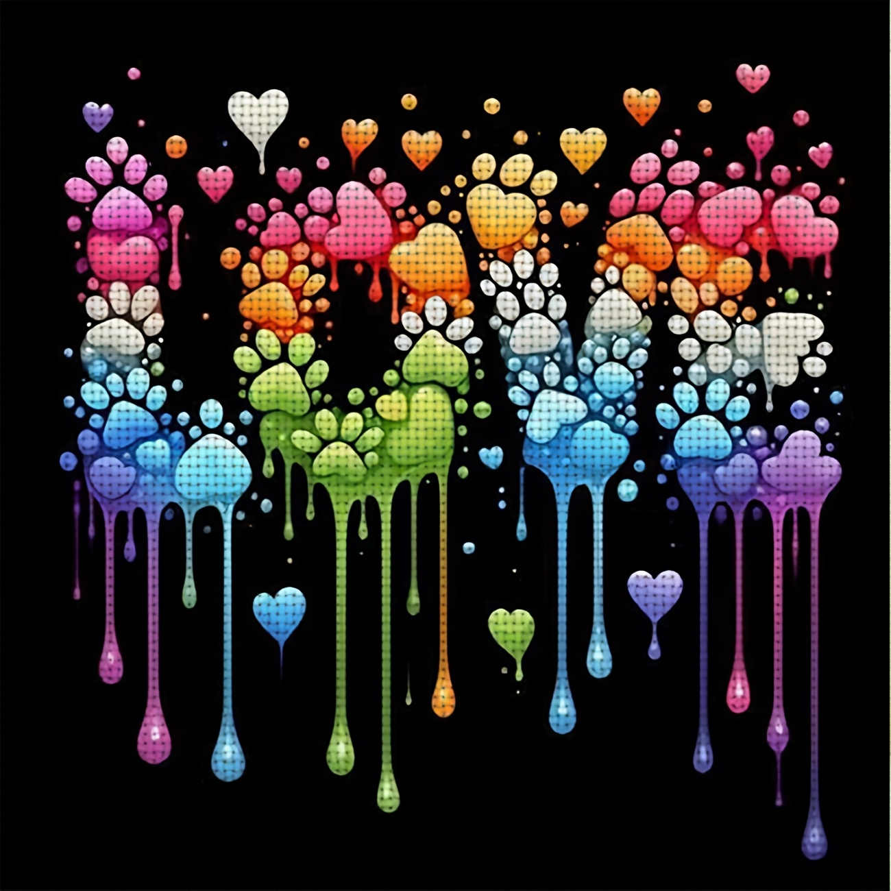 TEMU 1 pièce Kit de Broderie Croisée Imprimé DIY, Cadre, Motif "Cœurs Colorés Écrivant LOVE", Parfait pour de Loisir Relaxant des Débutants, Vous de
