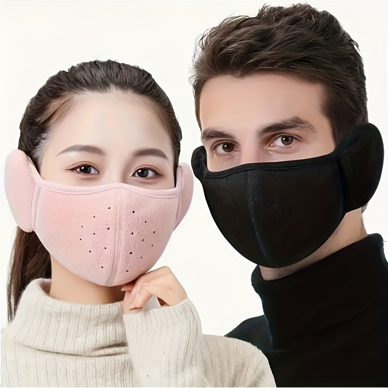 

Cozy Knit Earmuff Mask For Winter Outdoor Activities - , Cold-proof With Breathable Design, Thickened Face Cover In Mixed Colors