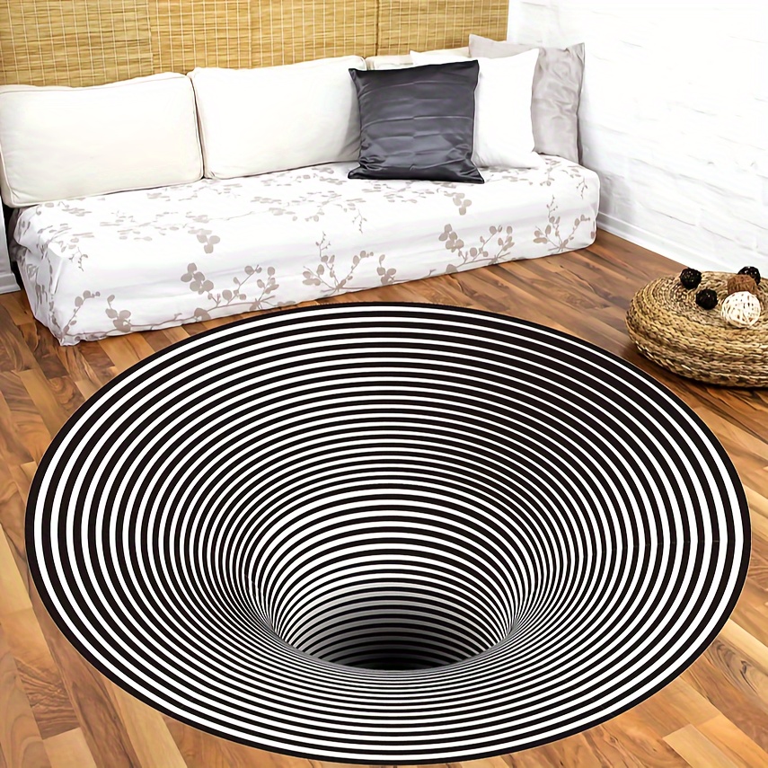 

Vibrant Optical Illusion Rug: 150cm X 150cm, Machine-made, Hand-washable, Durable Polyester, Perfect For Home Decor