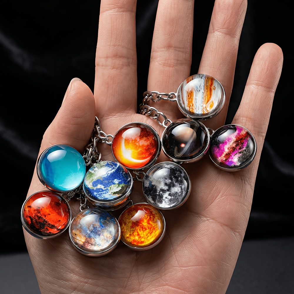 TEMU Gift For Her/him 10-piece Random Space Planet Keychains Â· Car Keychains Â· Double-sided Spherical Â· Stylish Luminous Accessories Â· Suitable Fo