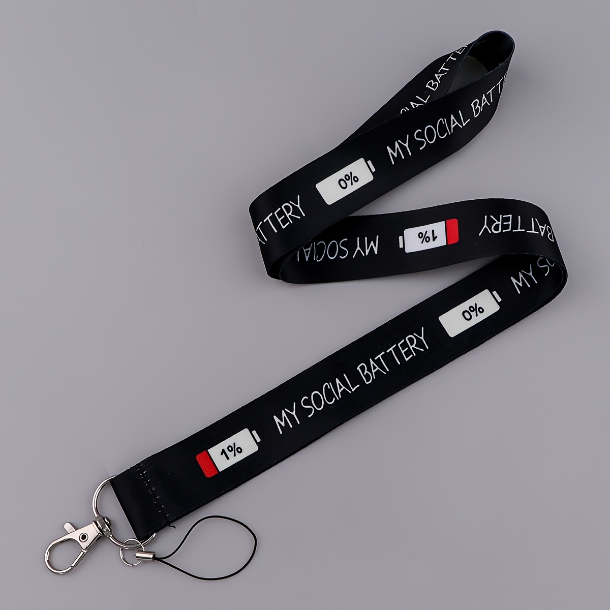 1pc My Social Battery Anime Lanyard With Detachable Neck Strap & Keychain - Multicolor Suitable For Keys, Id Badge Holder, Phone Charm, Credit Card Holder For, , Daily Use - Detachable Accessories