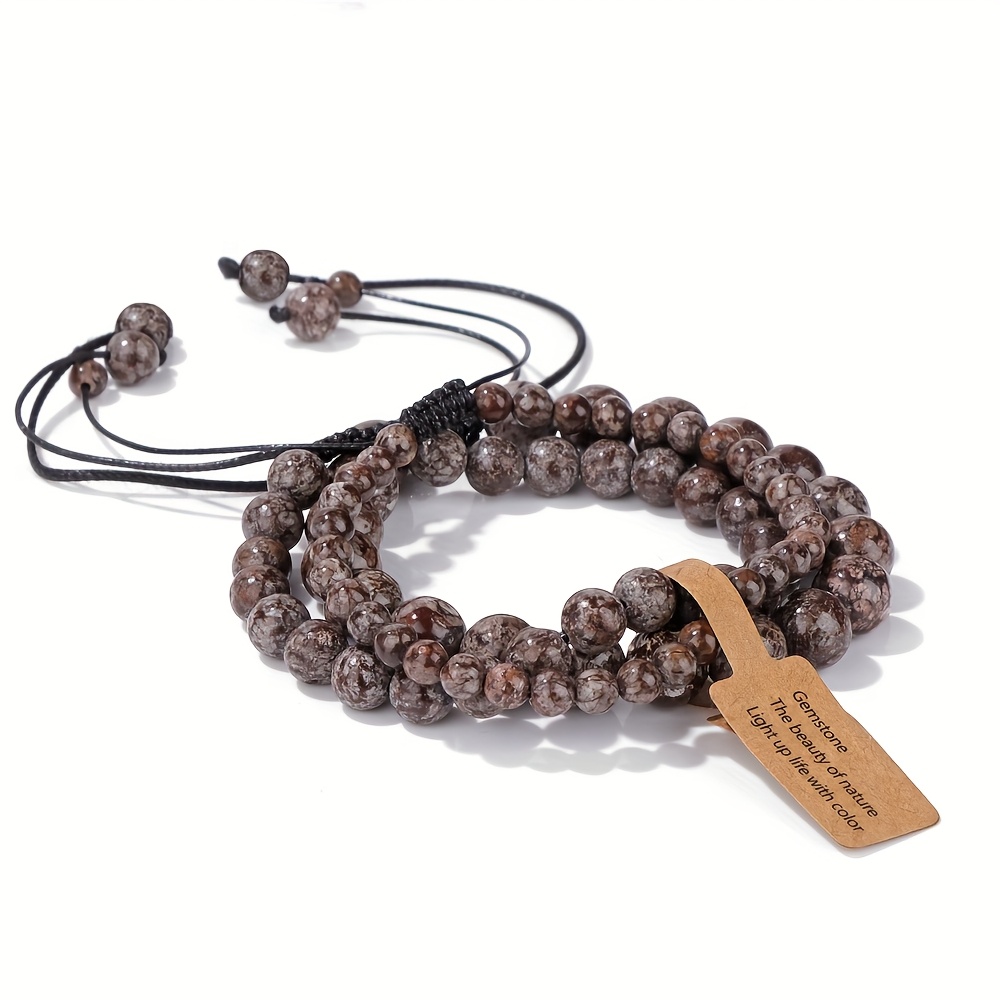 3pcs Natural Stone Beaded Bracelets for Women