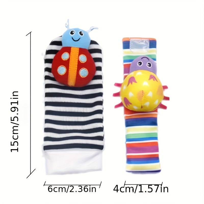 4pcs baby rattles toys for 0 12 month infant   toys for babies 3 6 months newborn hand foot toys for 0 to 9 months baby shower gifts set with wrist rattle socks details 5