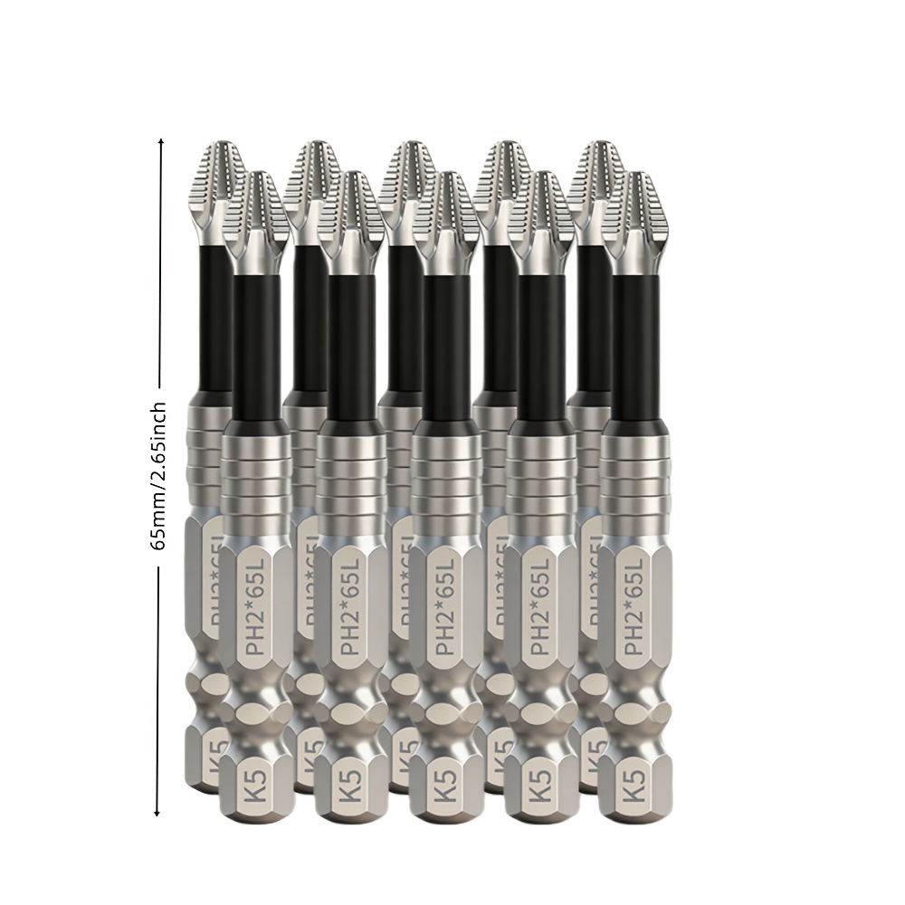TEMU 10pcs K5 Anti-slip Impact Drill Bits - Cross Tip Screwdriver Bits Suitable For Electric Screwdriver, Drills, Automotive Repair,, Professional &