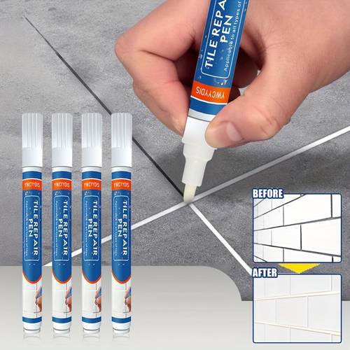 4pcs 2pcs waterproof tile joint repair pen ceramic grout white tile paint pen used for bathroom wall repair friendly tile care tool with white filler