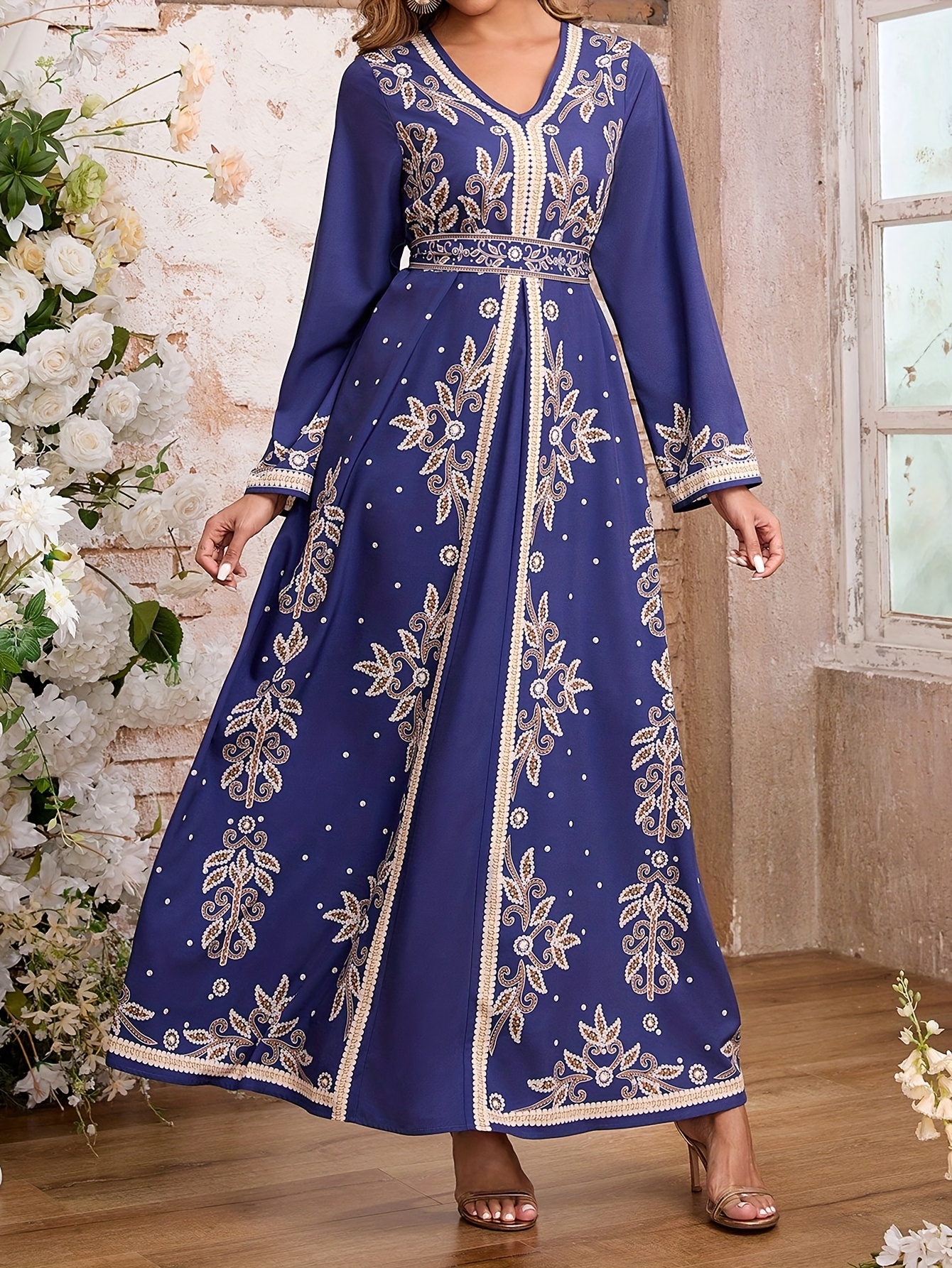 sachin and babi light blue dress Tulle Beaded Muslim Evening Dresses Long Sleeve Formal Party Prom Gown –  formalgowns main image 1
