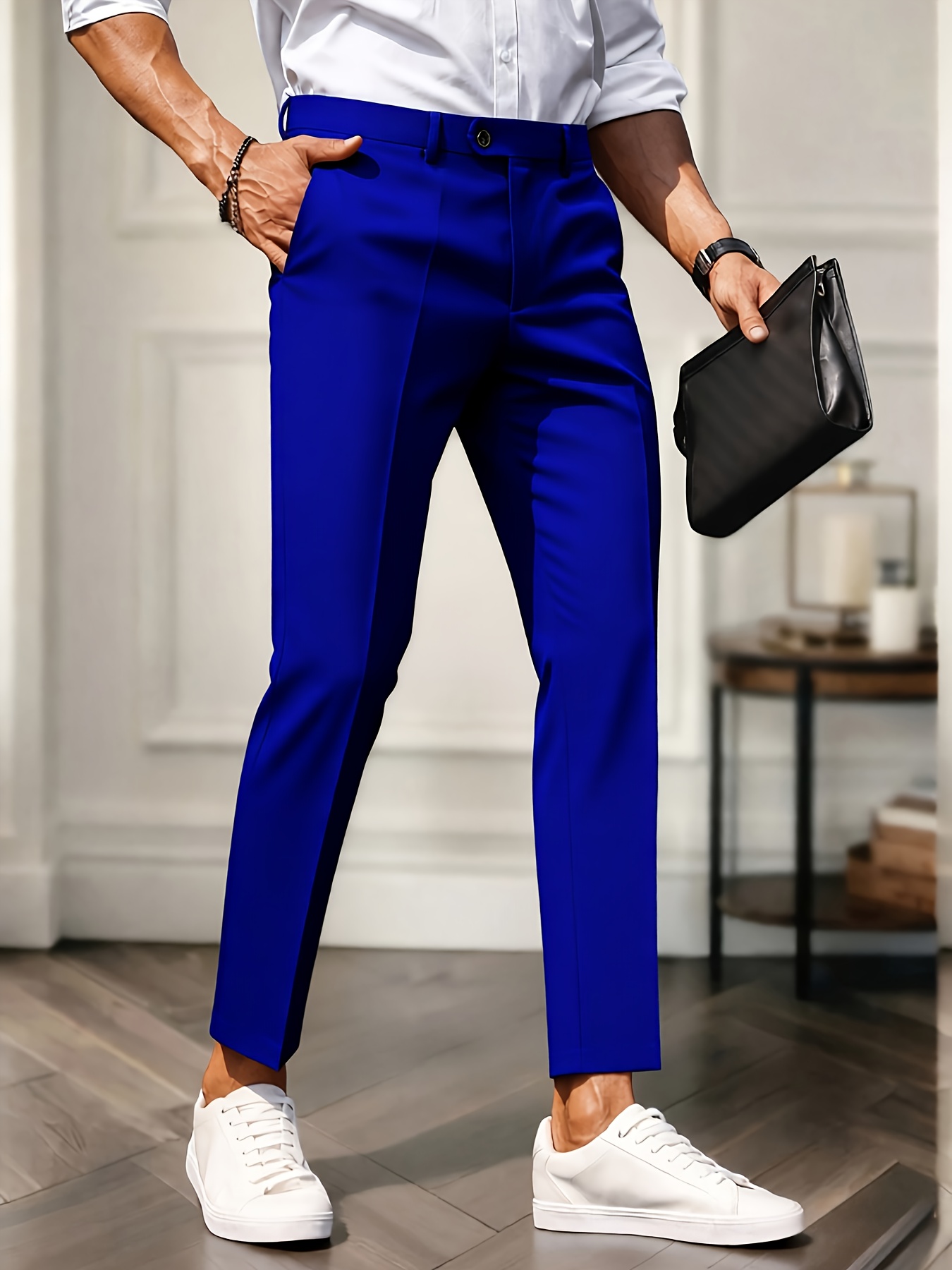 dark blue dress princess Men's MONO Turkey Slacks 100% Wool Plain Front Slim Fit 2502-04 Royal –  J.Valintin Men's Wear Legend