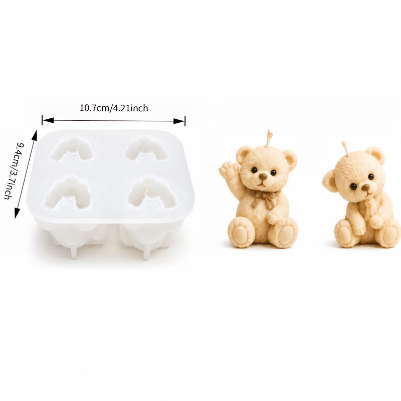 TEMU 3d Bowtie Teddy Bear Silicone Mold Durable Reusable Sitting Bear Mold For Candle Resin Epoxy Casting Birthday Party Gift Decor