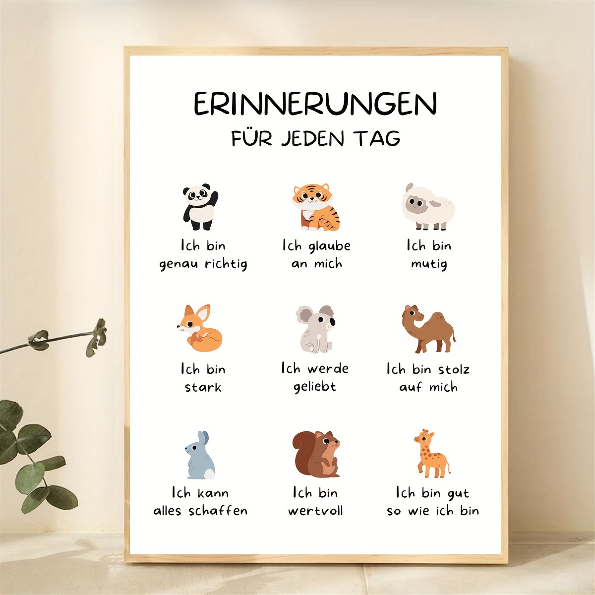 

Modern Animal Print Canvas Poster With German Phrases - Frameless Wall Art For Bedroom, Living Room, Kitchen, Hallway - Ideal Home Decor Gift - 1 Piece