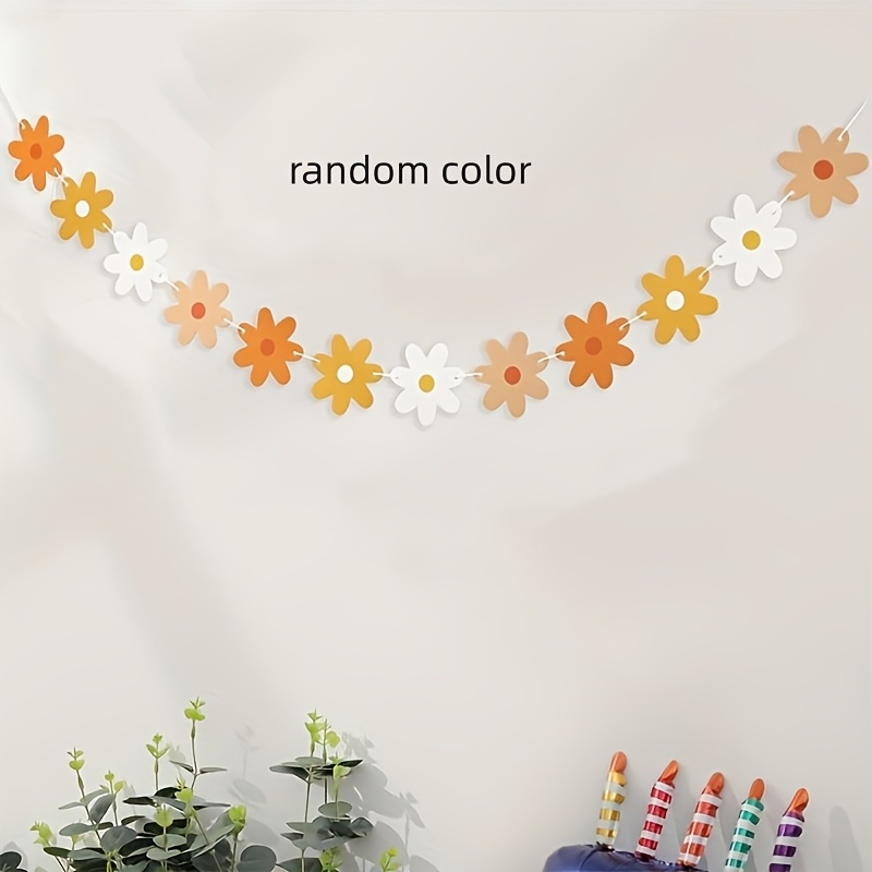 12pcs Small Daisy Flag Random, With 196.85 Inch Ribbon+1pc Threading Needle, Suitable For Party, Spring, Picnic, Party Decoration Supplies (color Random)