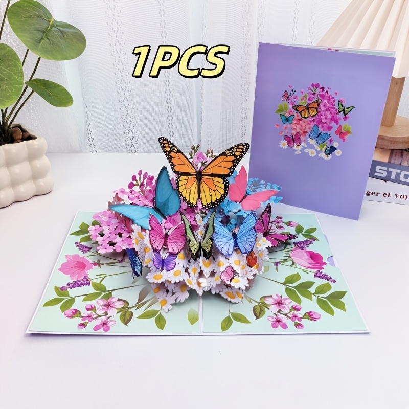 E-shop Eine Schmetterlingsblumen-Geburtstagskarte mit 3D-Pop-up-Design, inklusive Schmetterlingsblume, Notizkarte Umschlag. für Muttertag, Jubiläen,