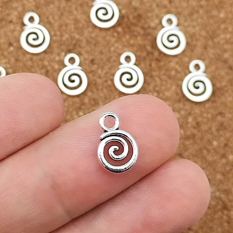 

40 Pieces Of 8x11mm Small Vortex Charm Pendant Antique Silvery Diy Handmade Earrings Bracelet Necklace Accessories Bag Keychain Pendant Handmade Jewelry Accessories Clothing Accessories