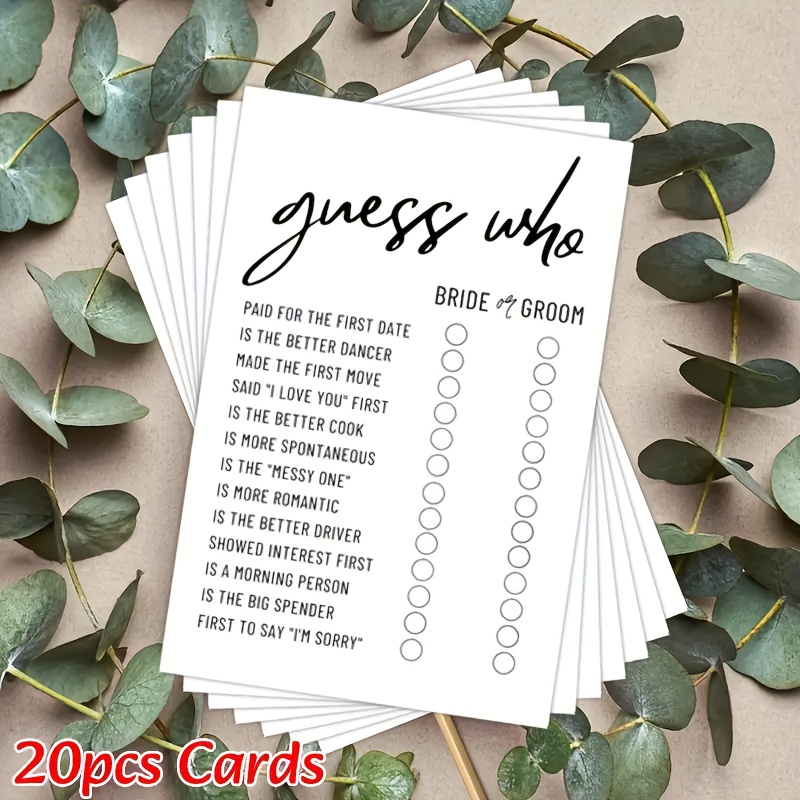 Image of 20pcs "he , " Game Cards For Bridal Shower - Fun Activity For Wedding And Engagement Parties, Great For Bachelorette Party Decorations And Gifts