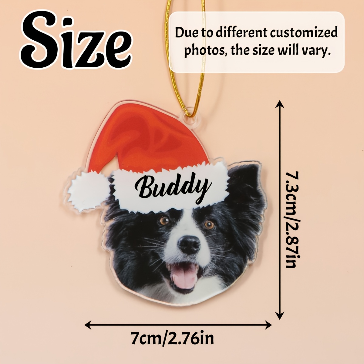 TEMU de Noël pour animaux de compagnie A2 - Ornement de Noël personnalisé pour animaux de compagnie, Décoration de Noël personnalisée en acrylique,