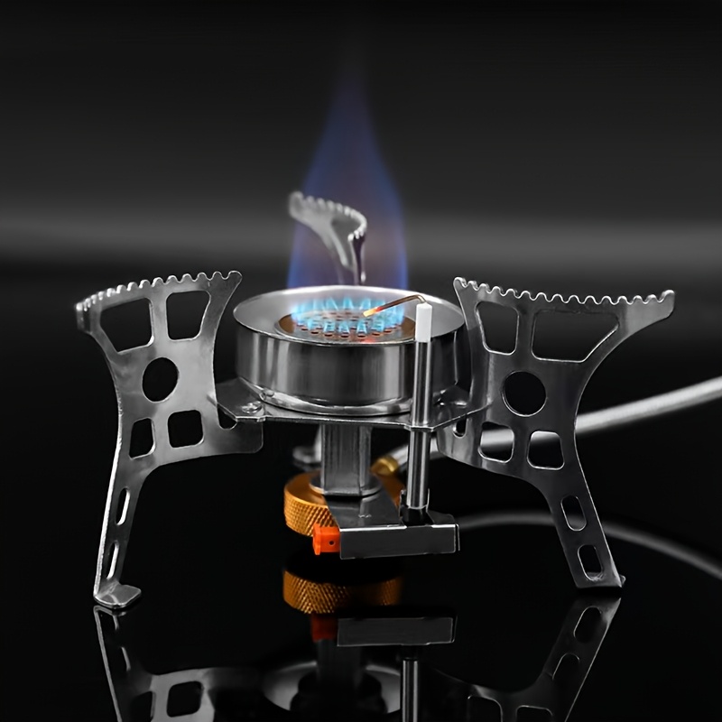 3500W / 6800W Windproof Camping Stove with Fuel Canister Adapter, Piezo Ignition, Durable Stainless Steel, Portable Foldable Grill for Outdoor Hiking and Picnics - Ideal for Thanksgiving, Independence Day, Christmas, Halloween, Camping Gear | Modern Camping Gear | Durable Construction, Camping Stove