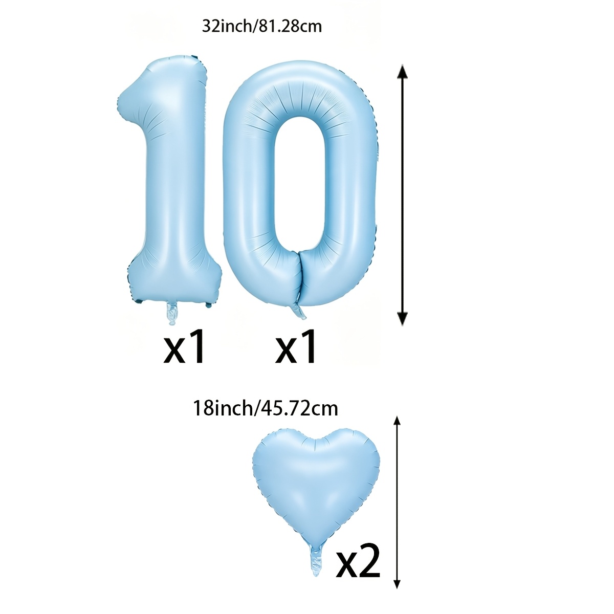 TEMU Ballons numérotés 32 pouces, ballons numériques 12 13 17 18 19 avec ballons cœur 18 pouces pour décorations de fête d'anniversaire, fournitures