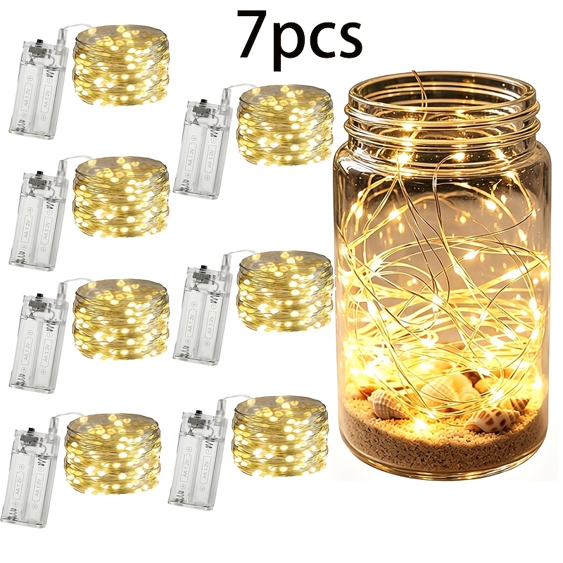 TEMU 7-pack, 118 Inches, Warm Colored Led Fairy Light String, Multifunctional Decorative Light String, 3-meter Length, Used For Indoor Decoration,