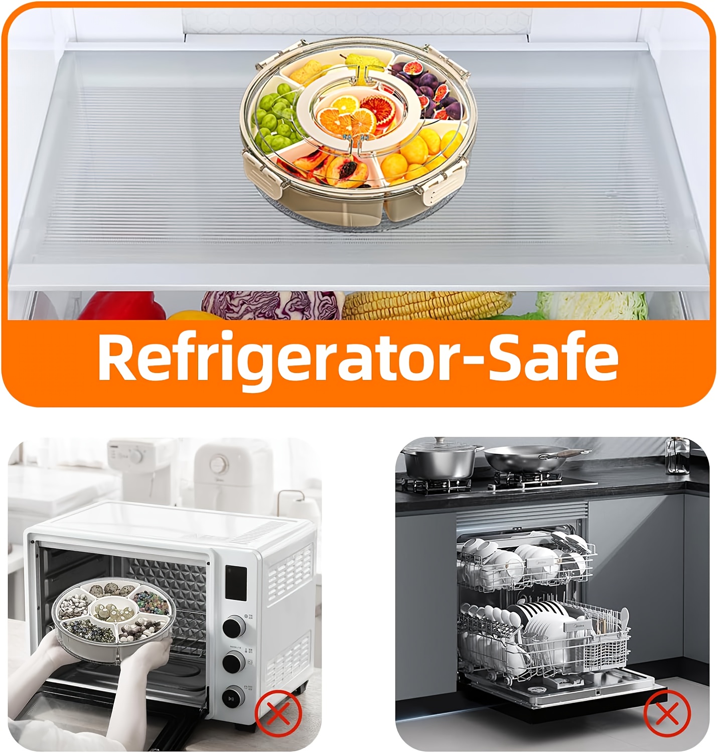 1pc HOOFUN Rotating Kitchen Storage Container with Lid - Durable Plastic, Reusable, Round Shape, Flip-Top Closure, Ideal for Fruits, Vegetables, and Snacks, Kitchen Organization | Modern Kitchenware | Durable Plastic Container, Kitchen Storage Containers