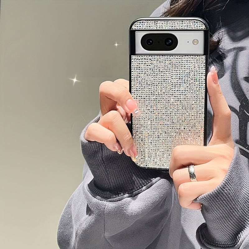 TEMU Luxury Glitter Sequins Phone Case For Google Pixel 9 Pro 9a 9pro Xl Sparkling Grid Pattern Back Cover Soft Case Tpu Protective Case For Google
