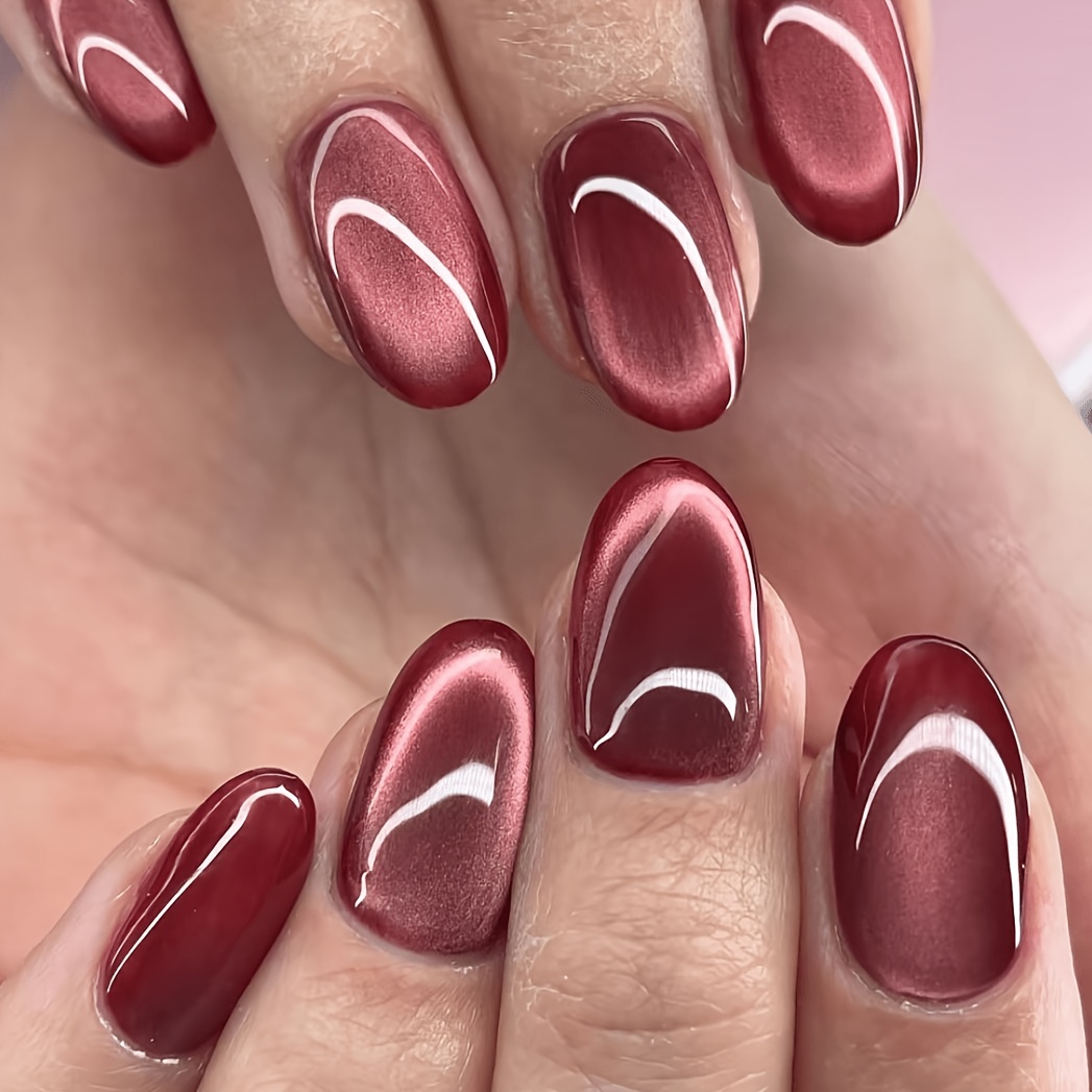 TEMU 72 stuks fluweelzachte paarse kattenoog-opdruk-nagels met een zachte en dromerige uitstraling, met een temperamentvolle en elegante satijnglans.