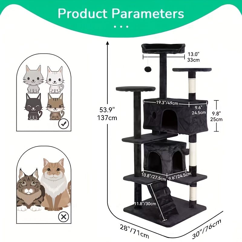 DOPINMIN 54in Cat Tree Tower For Indoor Cats, Multi-Level Furniture Activity Center With Scratching Posts Stand House Condo Funny Toys Kittens Pet Play House, Dark Gray 12 DOPINMIN 54in Cat Tree Tower For Indoor Cats, Multi-Level Furniture Activity Center With Scratching Posts Stand House Condo Funny Toys Kittens Pet Play House, Dark Gray
