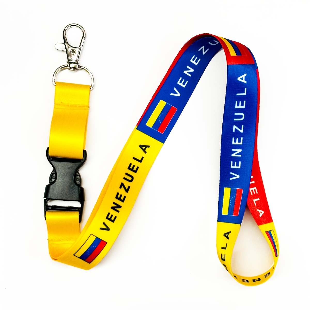TEMU Cordon porte-badge poitrine 2D 1 pièce Venezuela jaune, bleu et rouge, porte-carte d'identité "Cordon drapeau du Venezuela" avec impression ,