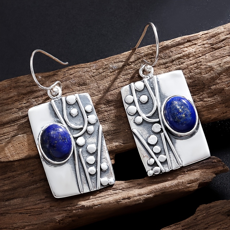 TEMU 1 Paire de boucles d'oreilles pendantes vintage abstraites en synthétique, crochets d'oreille ethniques en pour femmes