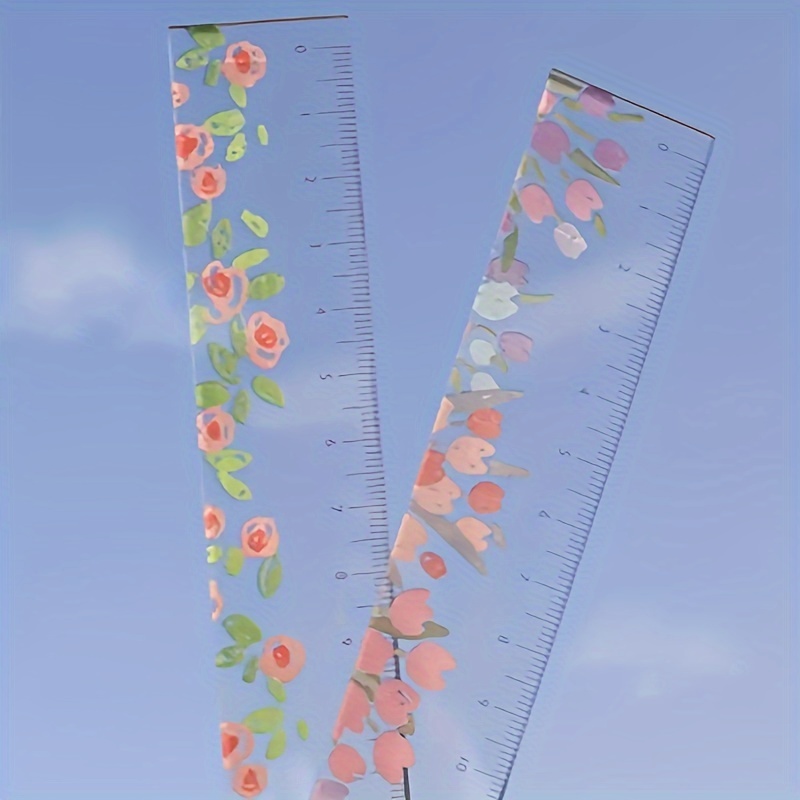 Vibrant Floral Scale Ruler Durable Plastic Colorful Flower