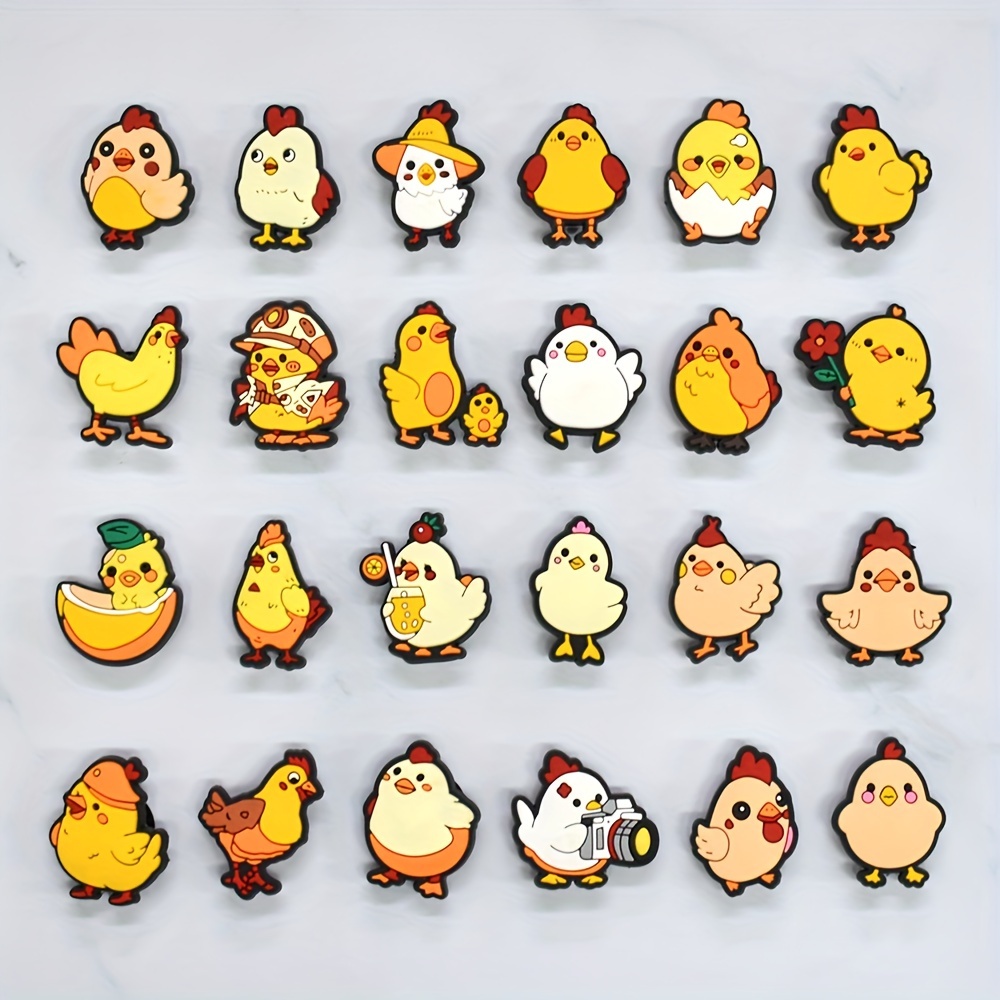 

25pcs Chicken Series Shoe Charms Set - Pvc, Clogs & Sandals, Unique Gift Idea