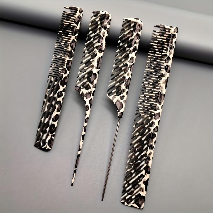 E-shop Barber Shop 4-teiliges Set Haarbürsten, bunte Leopard-Print-Bartbürsten 4 Stück, strapazierfähiges Material, geeignet für Männer, kurzes Haar,