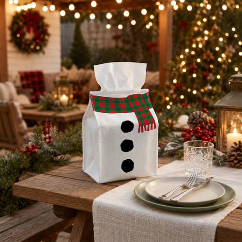 item picture 1pc minimalist snowman christmas vertical version tissue box scarf buttons snowflakes winter hat door for home party kitchen dining table for home decor stylish for home accessory multipurpose container