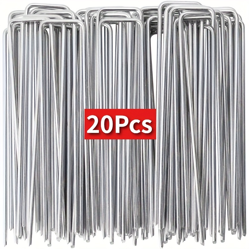 20pcs heavy duty galvanized steel u shaped garden pegs rust resistant landscape   for camping tents   control artificial grass netting fabric durable ground stakes with secure hold tents for camping