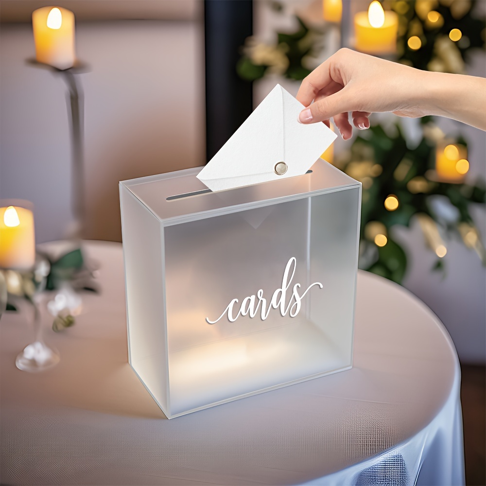 tx brand elegant acrylic card box for weddings birthdays graduations baptisms versatile clear and frosted card holder with slot ideal for gifts keepsakes donations multipurpose event card display no electricity needed