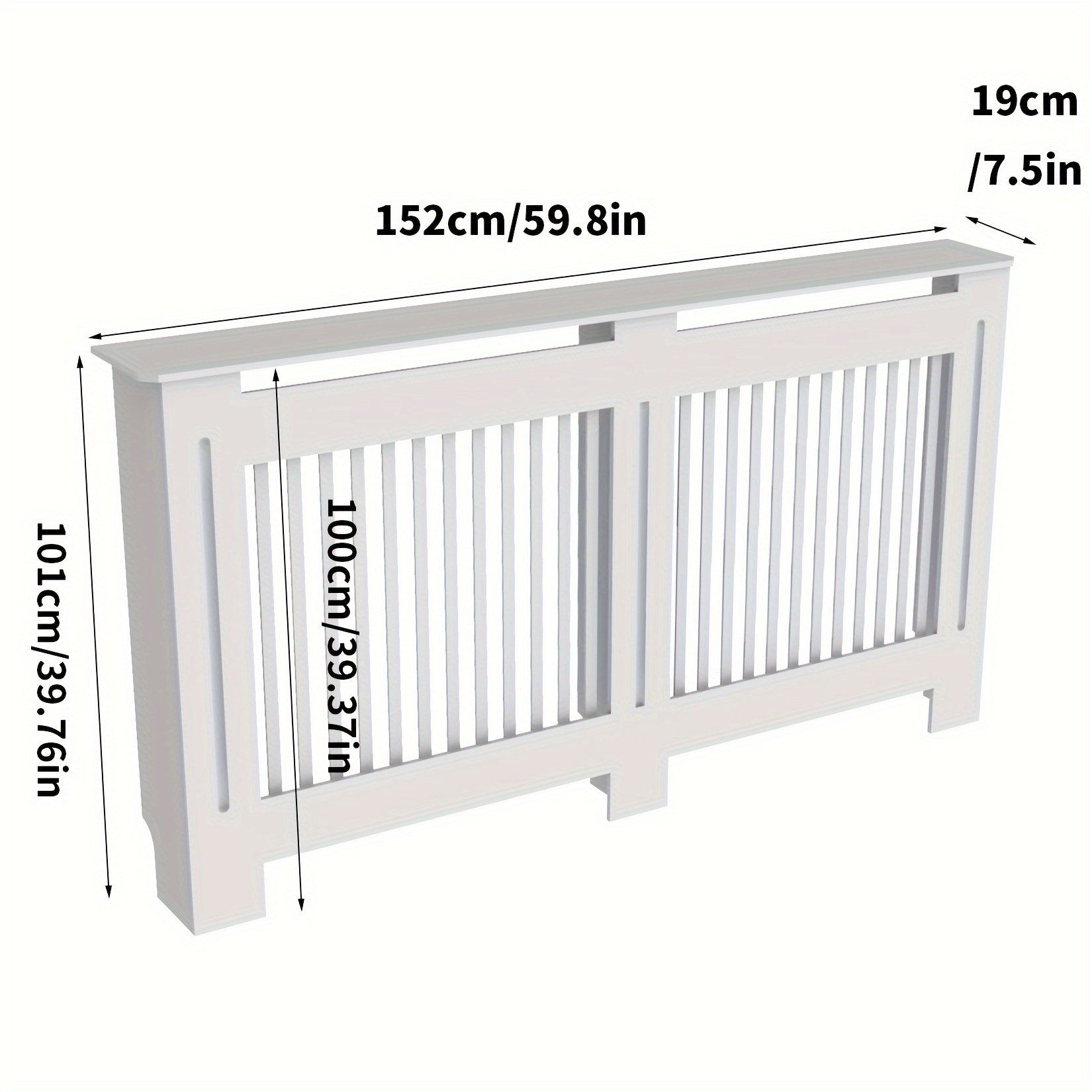 TEMU White Radiator Cover With An Inner Height Of 101 Cm, Designed As A Tall Wooden Cabinet With An External Height Of 100 Cm. This Modern Heater