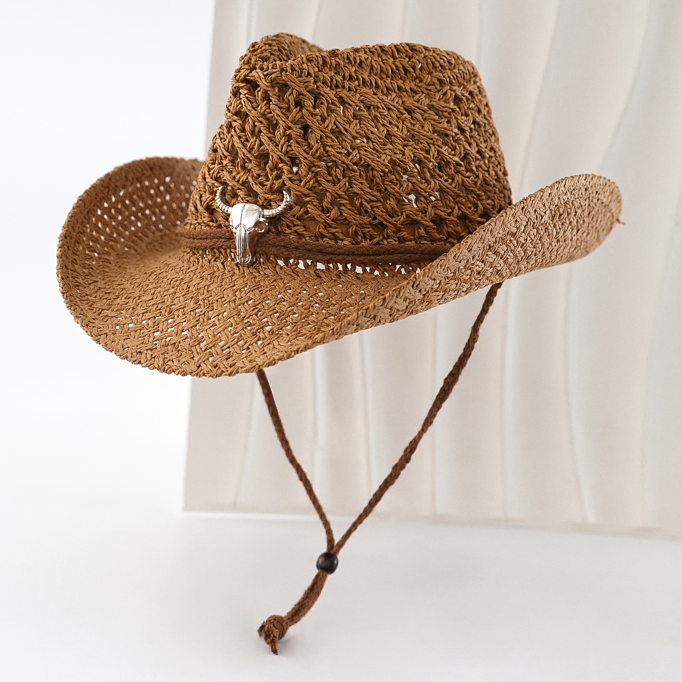 TEMU Western Cowboy Hat With 3d Decoration, Women's Summer Large Brim Straw Hat, Women's Summer Sunshade Outdoor Sun Hat, Beach Hat, For Music