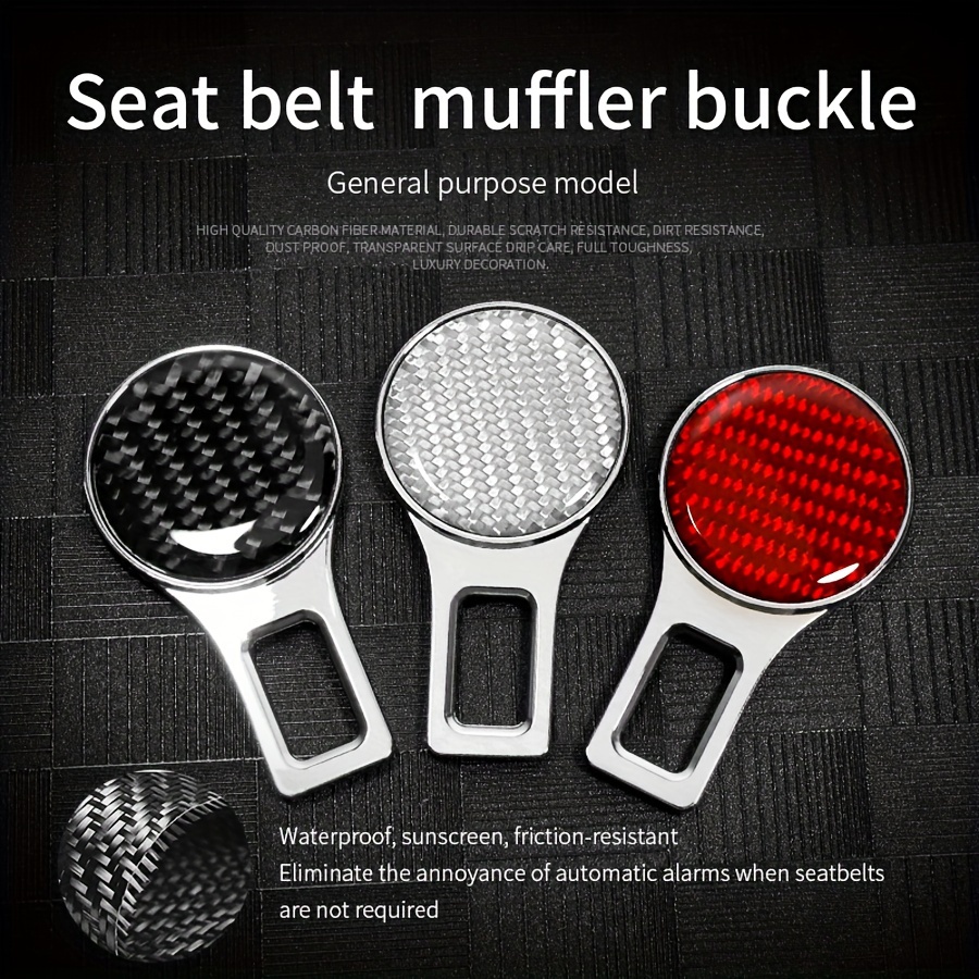 

2pcs Premium Carbon Fiber Seat Belt Buckles - Vehicles, Aluminum Alloy