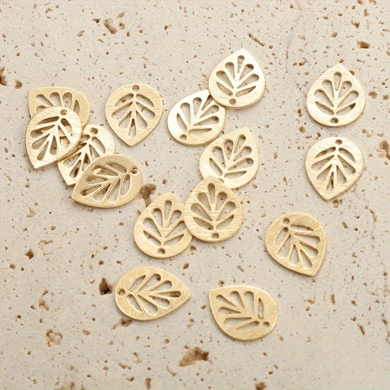 

30pcs/50pcs Brass Mini Hollow Leaf Pendants For Diy Earrings And Jewelry Making