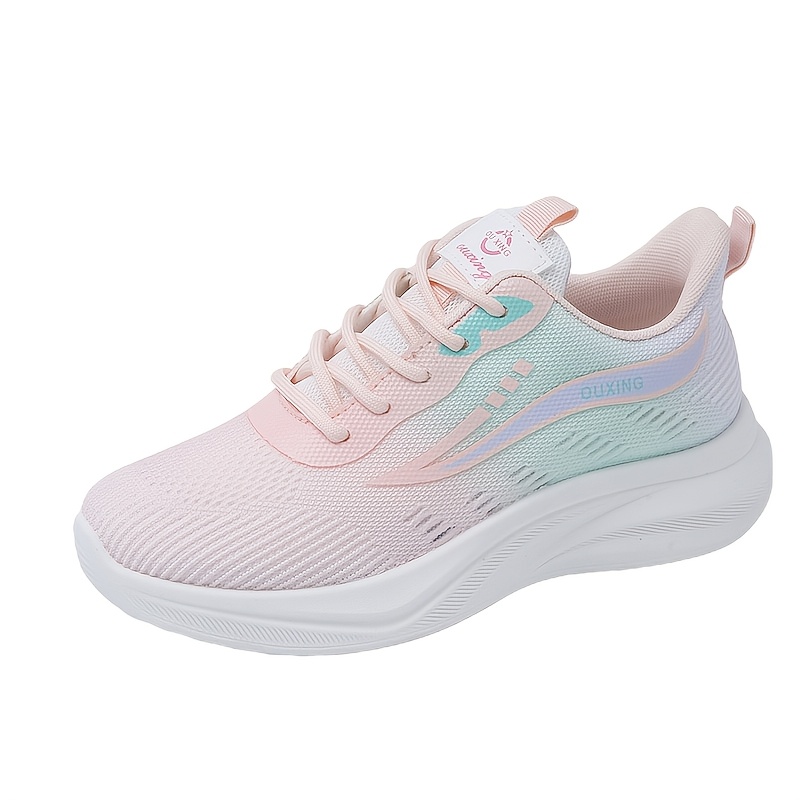 TEMU Sneakers Lace-up Gradient & Lightweight Breathable Anti-slip Great For Commuting Running Casual Flying Weave Sneakers For Women, Women Shoes