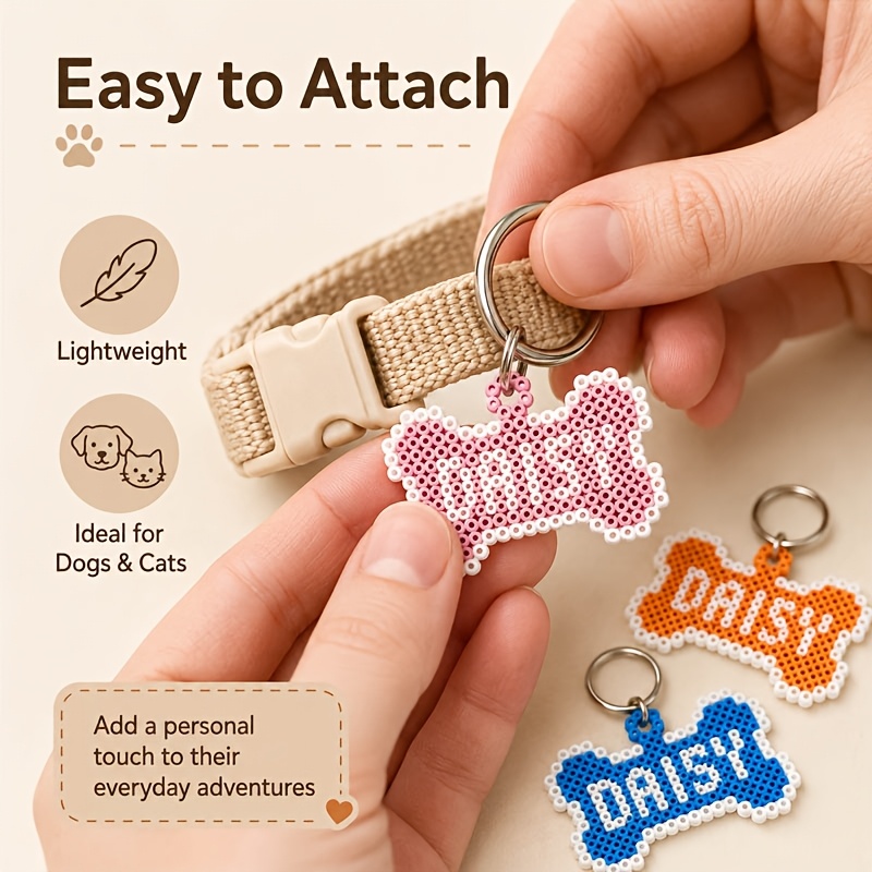 Pixel Bead Bone-Shaped Customizable Pet Anti-Lost Tag