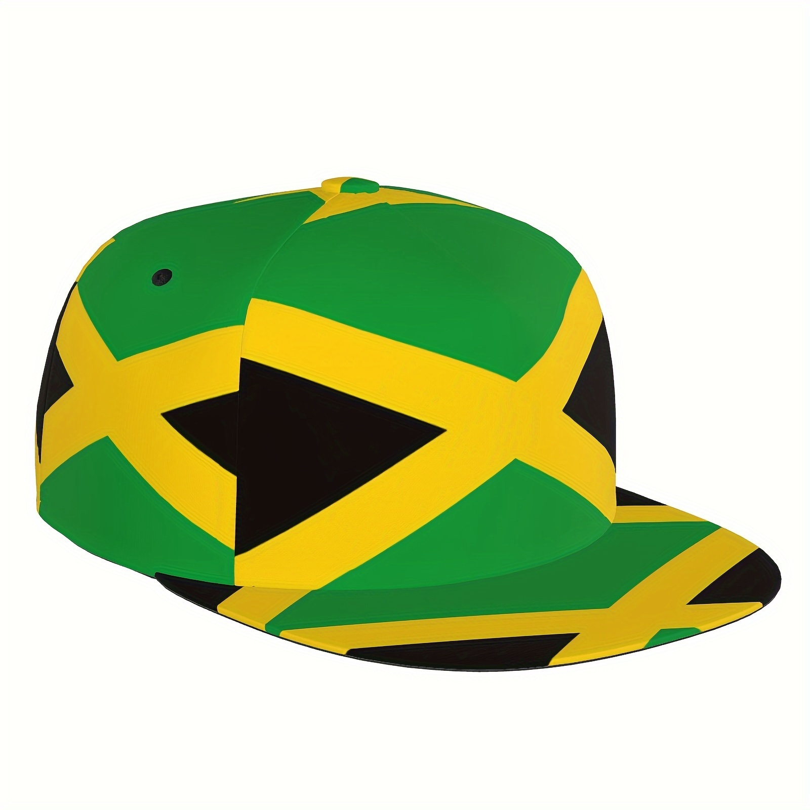 

Cool Hippie Flat Brim Baseball Cap, Jamaican Flag Print Punk Trucker Hat, Snapback Hat For Casual Leisure Outdoor Sports, Dance & Skate Boarding