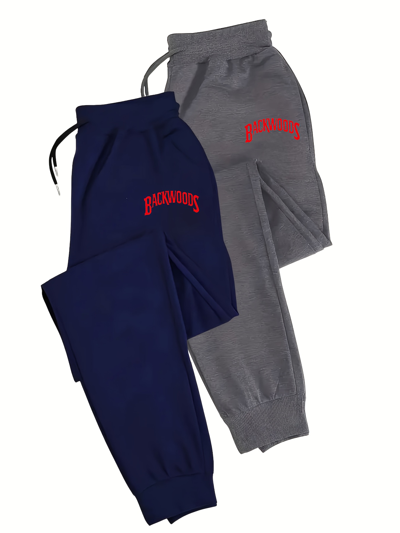 Set of 2 - Men'S Casual Sports Long Pants with Drawstring Design, Featuring Geometric Pattern Prints, Made from 100%, Fitted, Cool And Breathable, Suitable for All Seasons, Running Activities, Sportswear, And Festive Parties