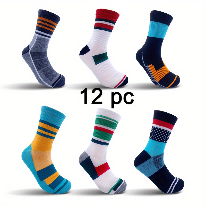 

12 Pairs Of Vibrant Sports & Leisure Socks & Mid-calf Socks, Suitable For Men And Women, Breathable Comfort For All Seasons, Stylish & Durable, Gifts For Friends And Family