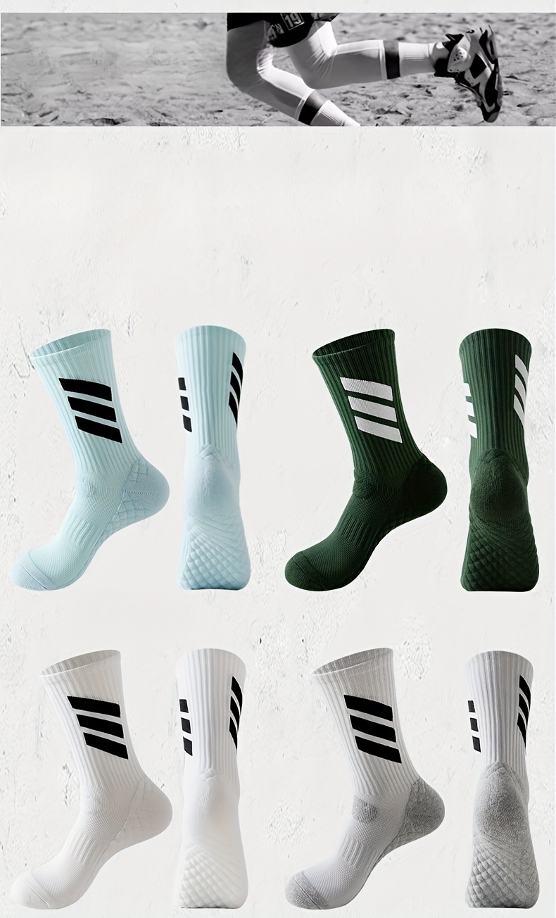 4 Pairs of Men'S Autumn And Winter Professional American-Style Elite Basketball Socks with Towel Bottoms & Sports Socks
